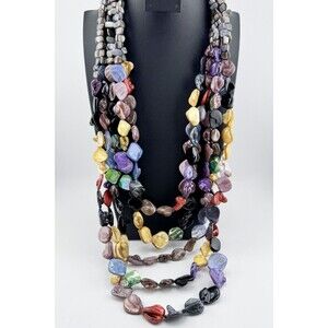 Signed BARSE 925 Sterling Silver Multi-Strand Shell Necklace Boho Resort Retro